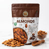 Nuts For Wellness Bag of premium almonds with a bowl of almonds on a white background