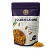 Nuts For Wellness Golden Raisins 500g Bag of premium golden raisins with a white background
