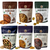 Nuts for wellness Set of six wellness combo pack packages 500g of different nuts and dried fruits with visible contents.