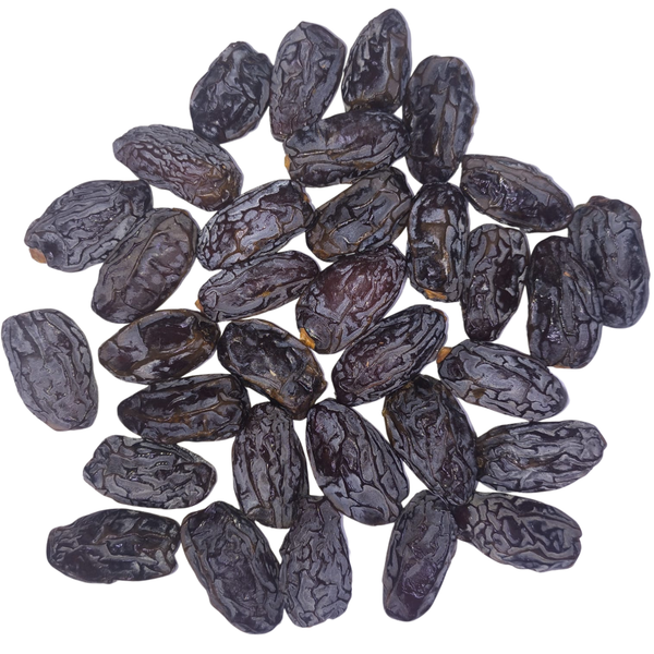 Nuts for wellness Set of six wellness combo pack packages Dark purple dried fruits on a white background
