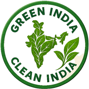Logo with 'Green India Clean India' text and a map of India made of leaves on a white background."NUTS FOR WELLNESS"