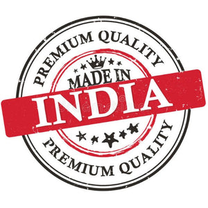 Stamp-like graphic with 'Made in India' text on a white background