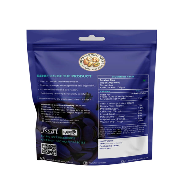 Blue package with nutritional information on a gray background